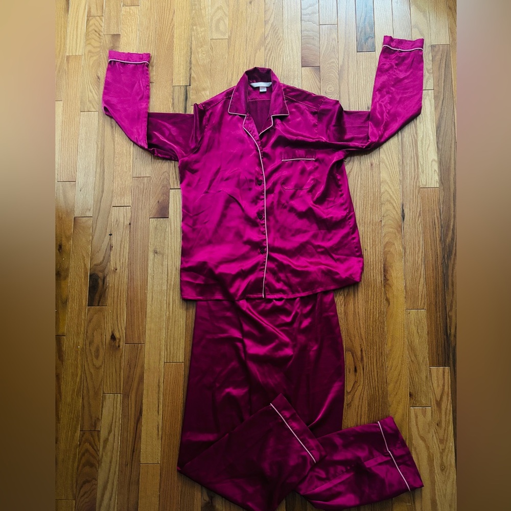 Dark Fuchsia satin Victoria secret pajama set
